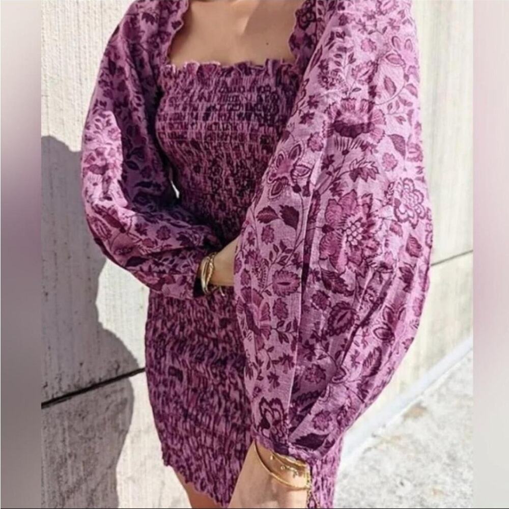 Free People Smock It To Me Mini Dress L Azalea Combo - Picture 3 of 9